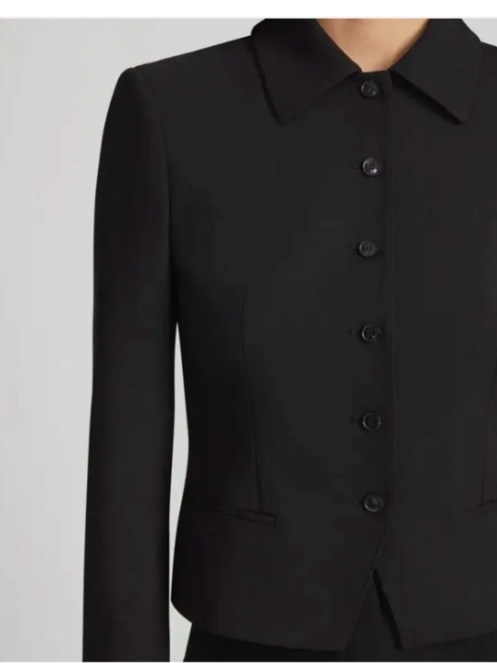Lafayette 148 New York Black Fitted Button-Front Jacket